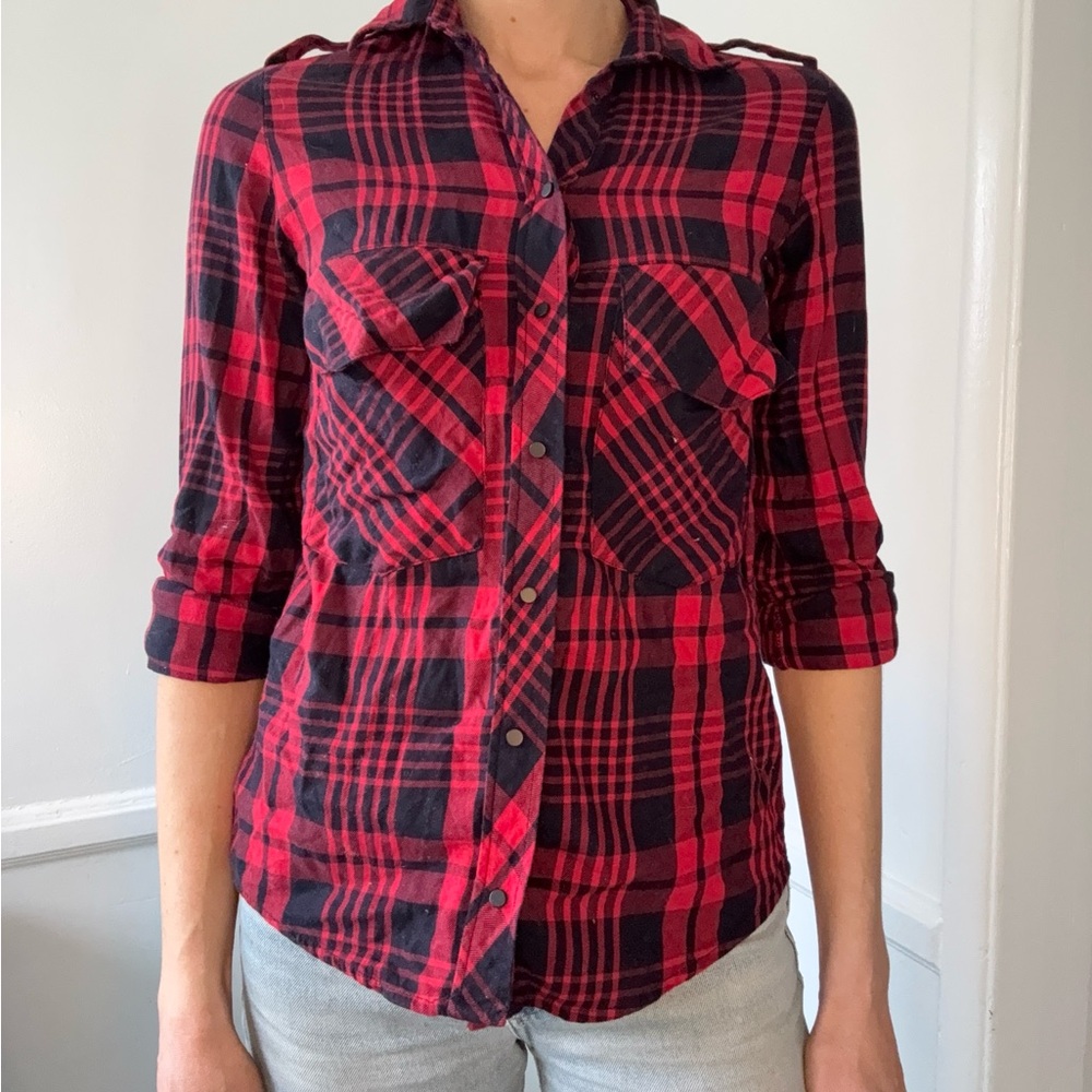 Zara Plaid Button-Up Shirt